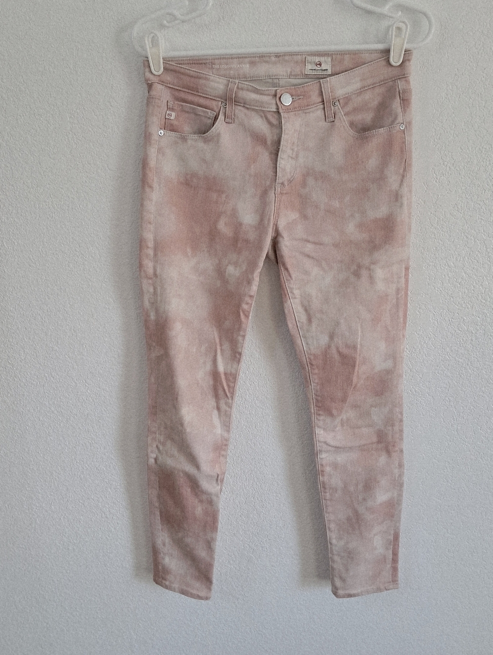 Adriano Goldschmied The Legging Ankle Skinny Jeans Womens 8 Pink White Tie Dye